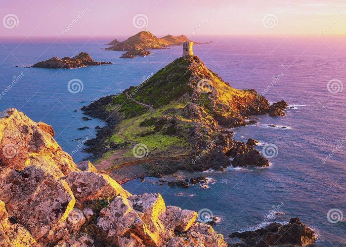 Sanguinaires Islands Torra Di a Parata with Genoese Tower and Archipelago of ... photo