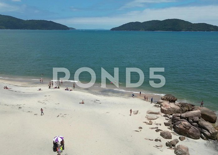 Mococa Beach Drone footage of people on Mococa Beach ... | Stock Video | Pond5 photo