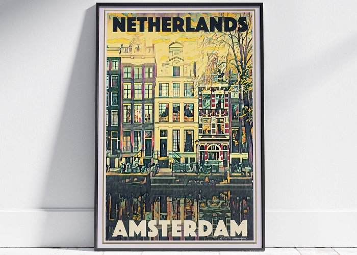 Old School Amsterdam Amsterdam Poster 5 by Alecse Limited Edition Netherlands Travel ... photo