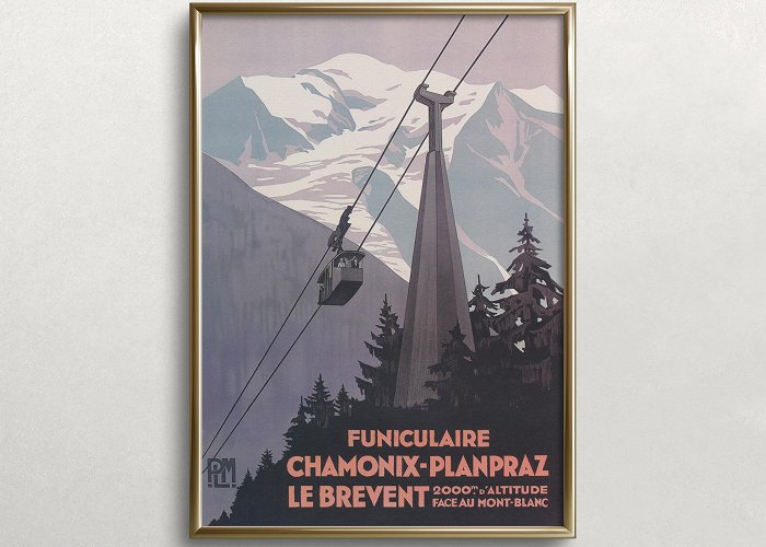Planpraz - Le Brevent Ski Lift Buy Chamonix France Print, Vintage Ski Poster, Cable Ski Lift ... photo