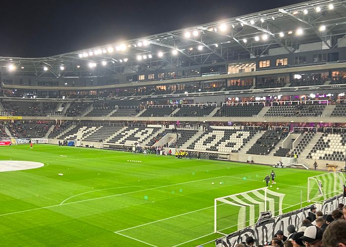 Linz Stadium Raiffeisen Arena, Linz, Austria. The Stadium was opened yesterday ... photo